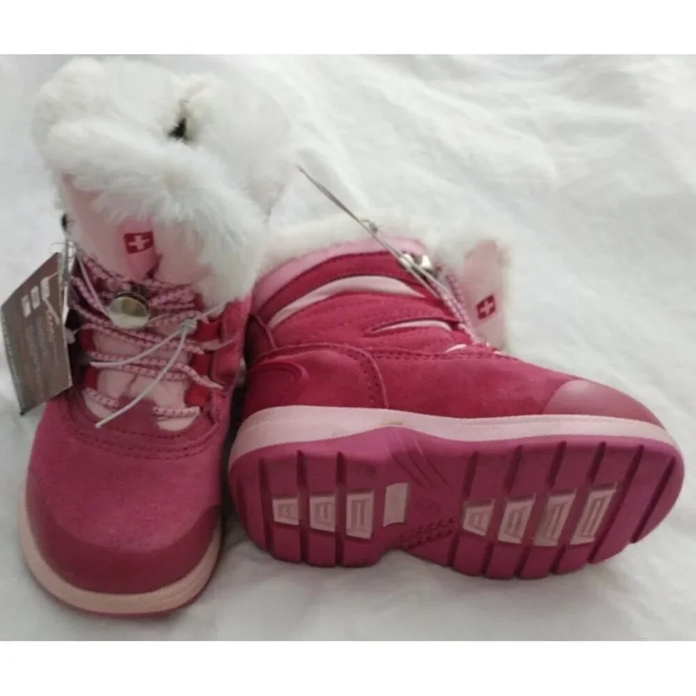 Swiss Tech Kids Winter Boots Size 6 Pink Fur Lined Waterproof